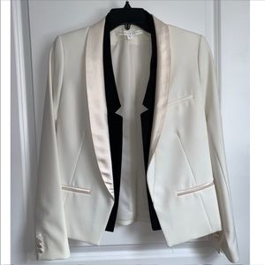 Veronica Beard Off White Tuxedo Blazer Black and Cream Silk Lapel Size 4 ($595)